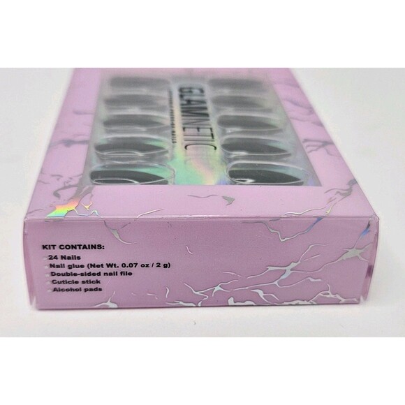 Glamnetic Reusable Press-On Nails Boba Short Almond Black NEW 24 Nails - Picture 5 of 6